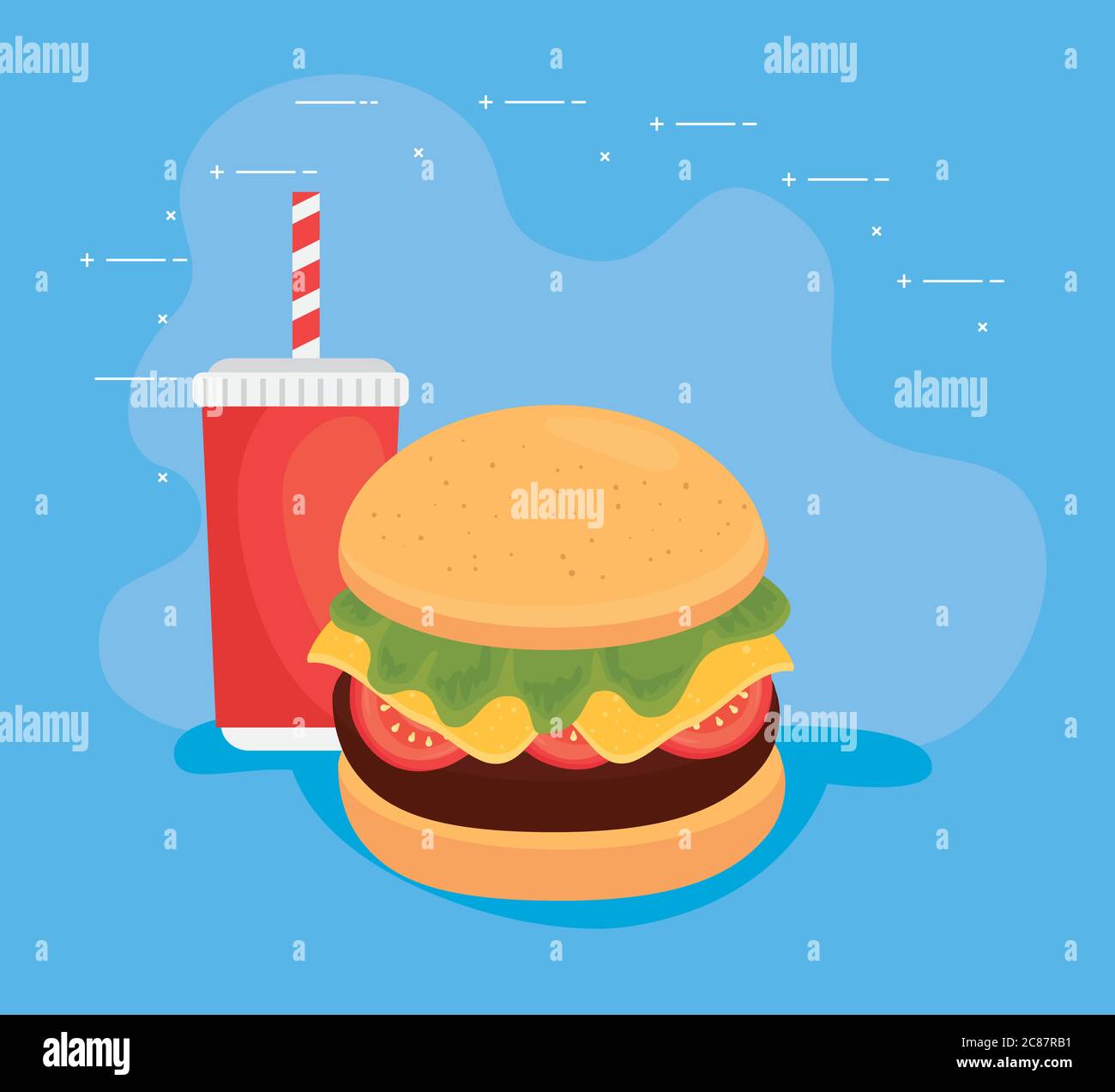 fast food, lunch or meal, hamburger with bottle beverage Stock Vector ...