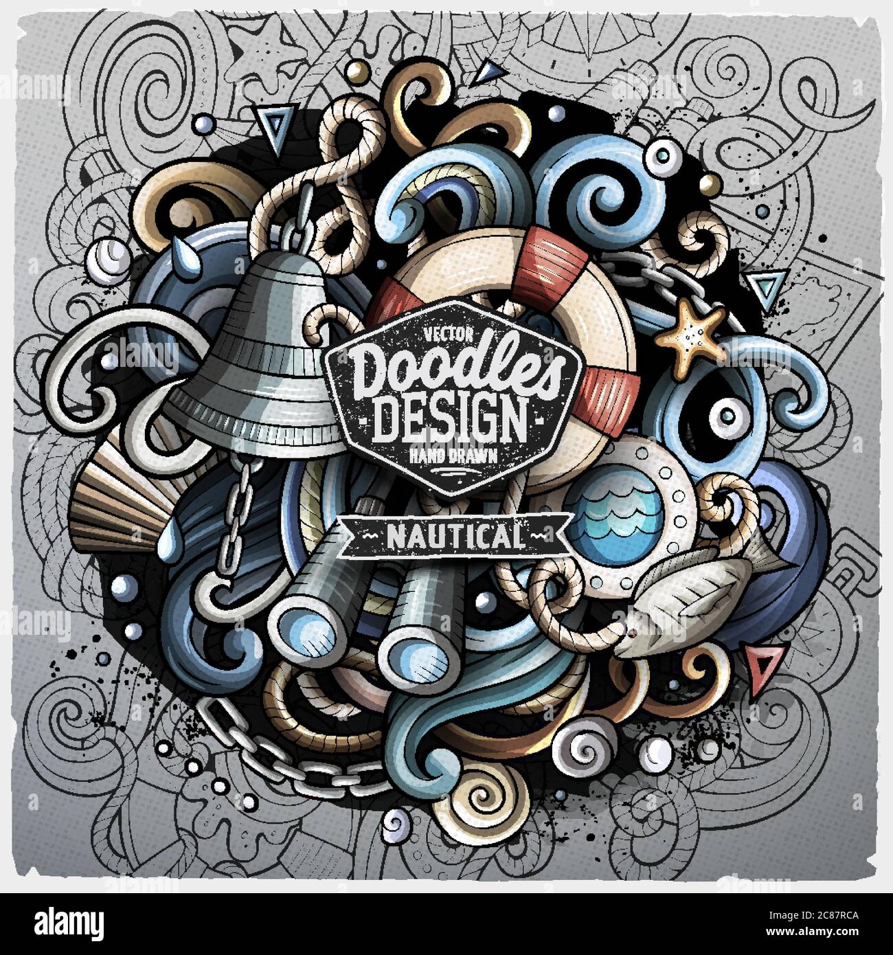 Nautical cartoon vector doodle illustration Stock Vector Image & Art ...