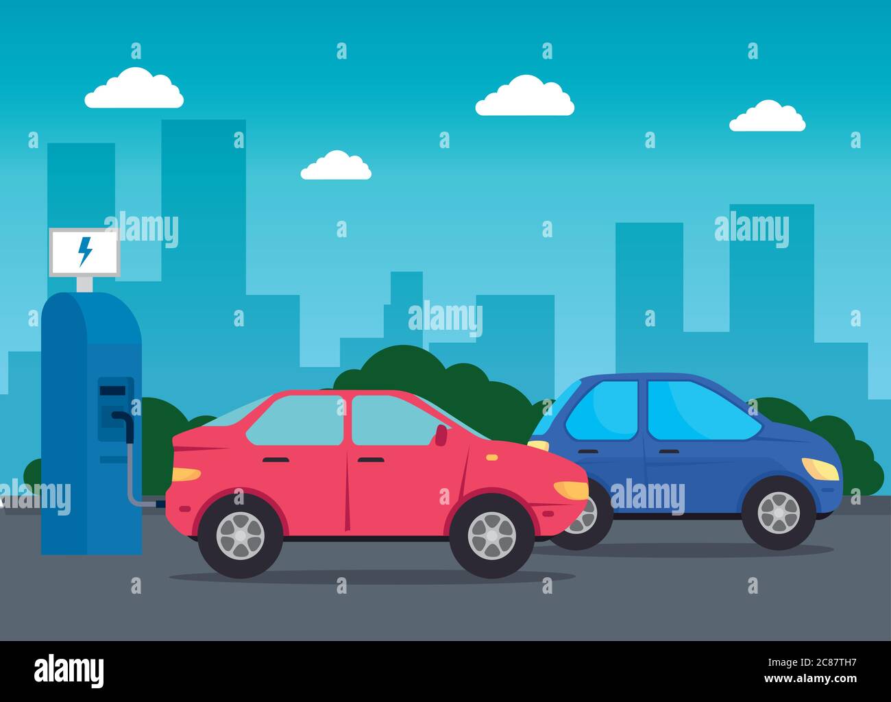 Electric power cars charging Stock Vector Images Alamy