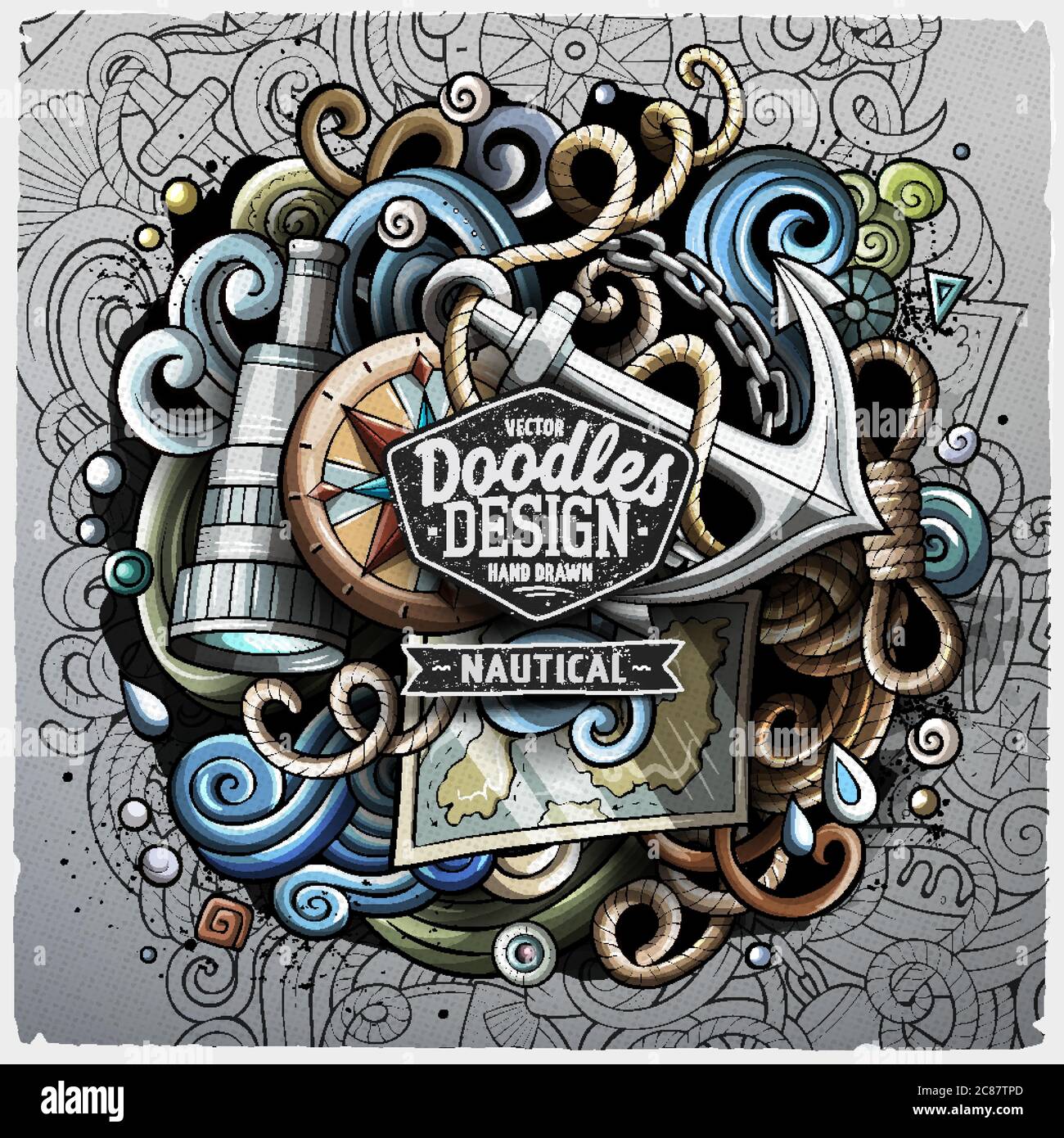Nautical cartoon vector doodle illustration Stock Vector Image & Art ...