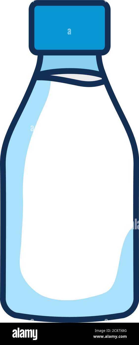 milk bottle icon over white background, line fill style, vector ...