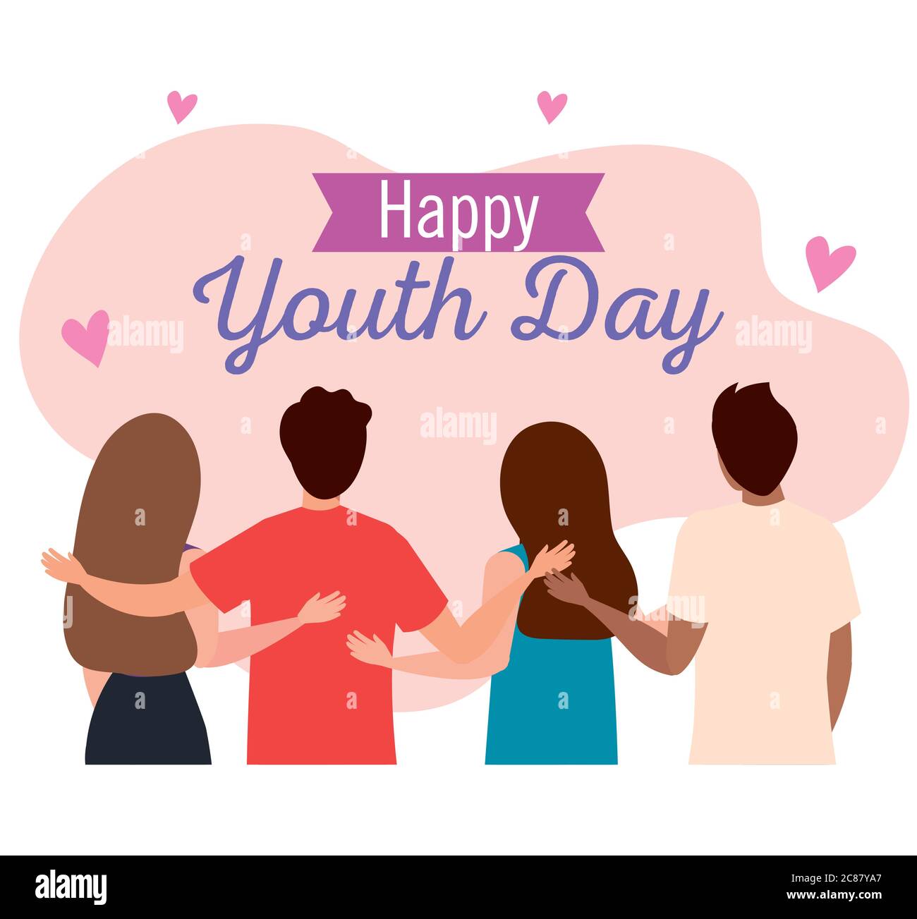 happy youth day, teen people group, together for celebration youth day ...