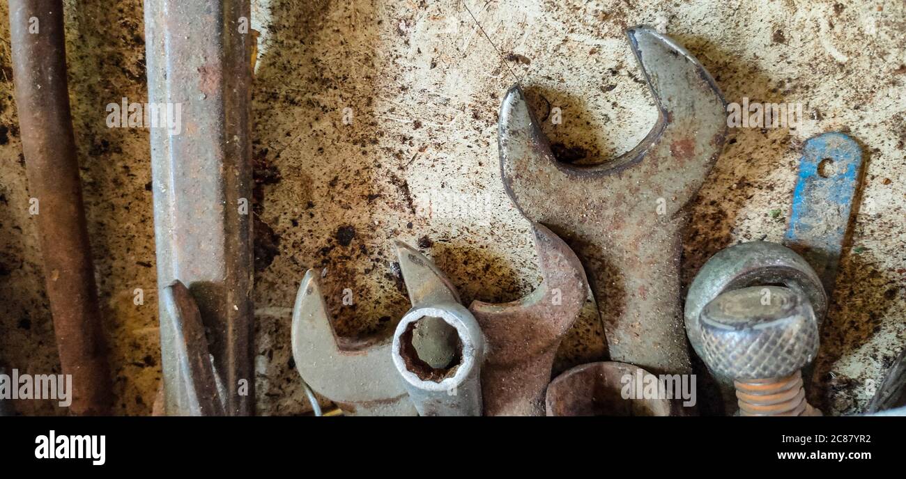 technician tools in the workshop Stock Photo