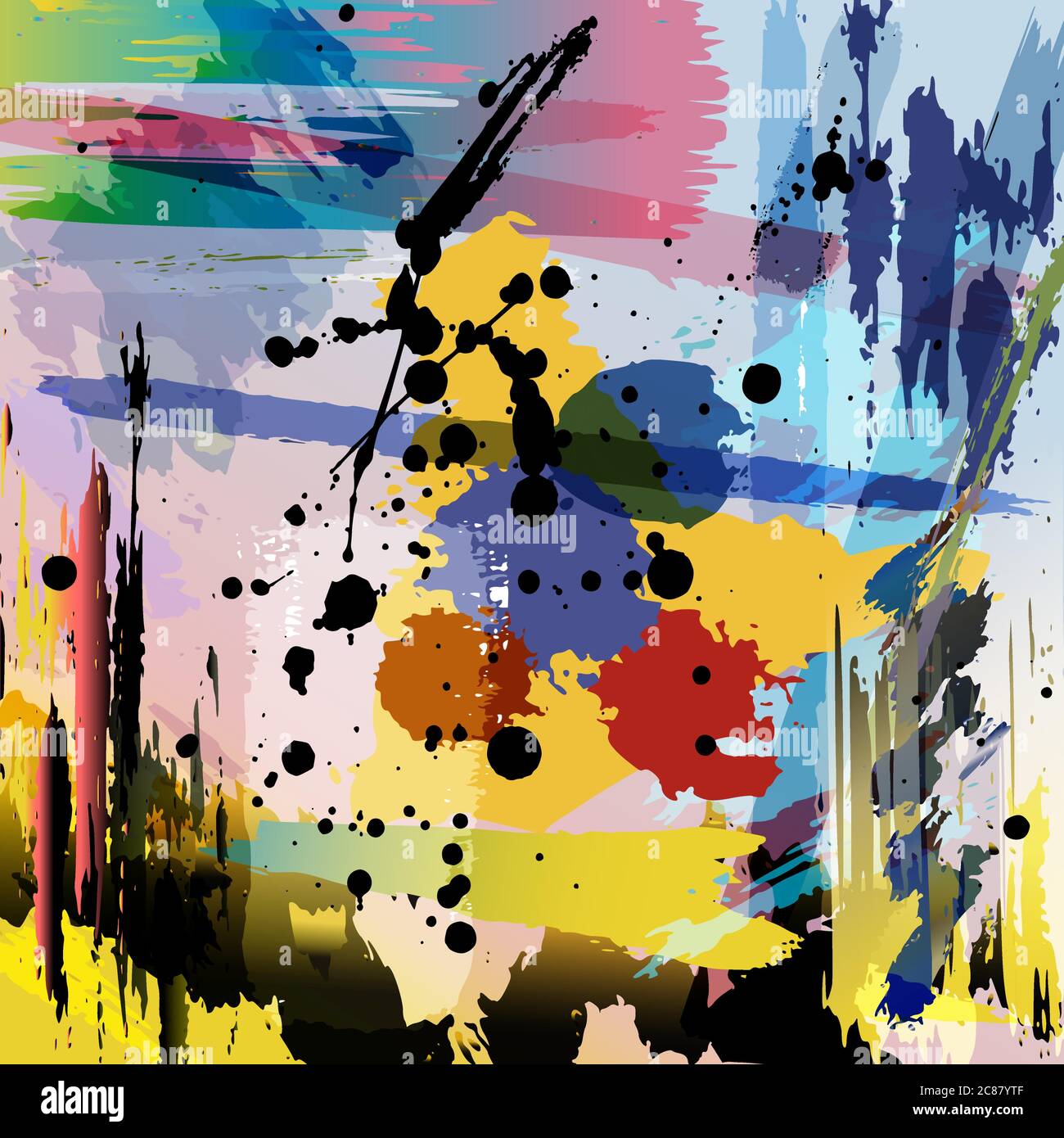 abstract background composition, with paint strokes and splashes Stock Vector