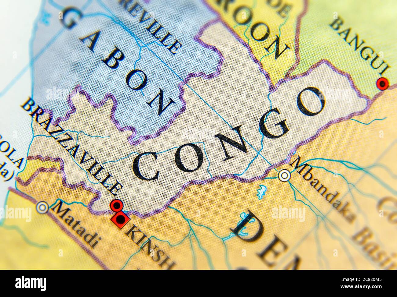 Geographic map of Congo Stock Photo