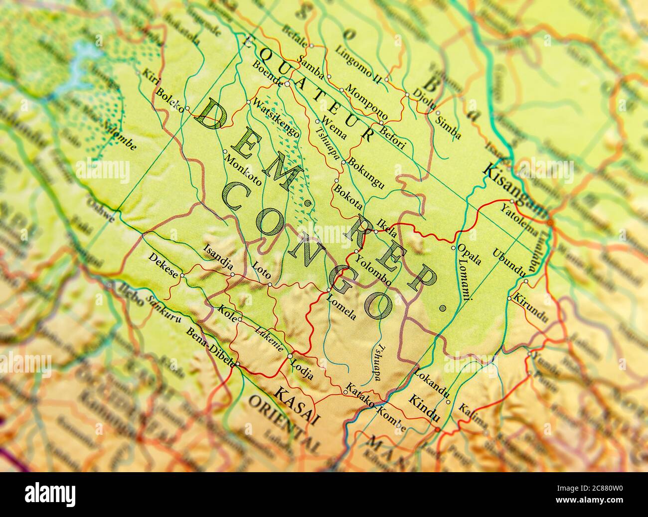 Geographic map of Democratic Republic Congo Stock Photo