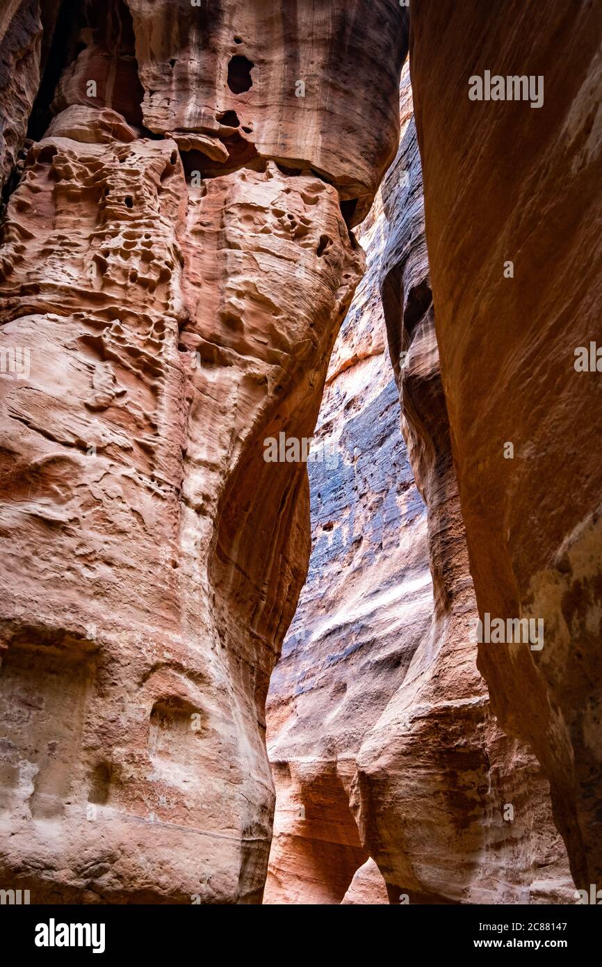 Beatiful carvings of a house on cave in Jordan Stock Photo