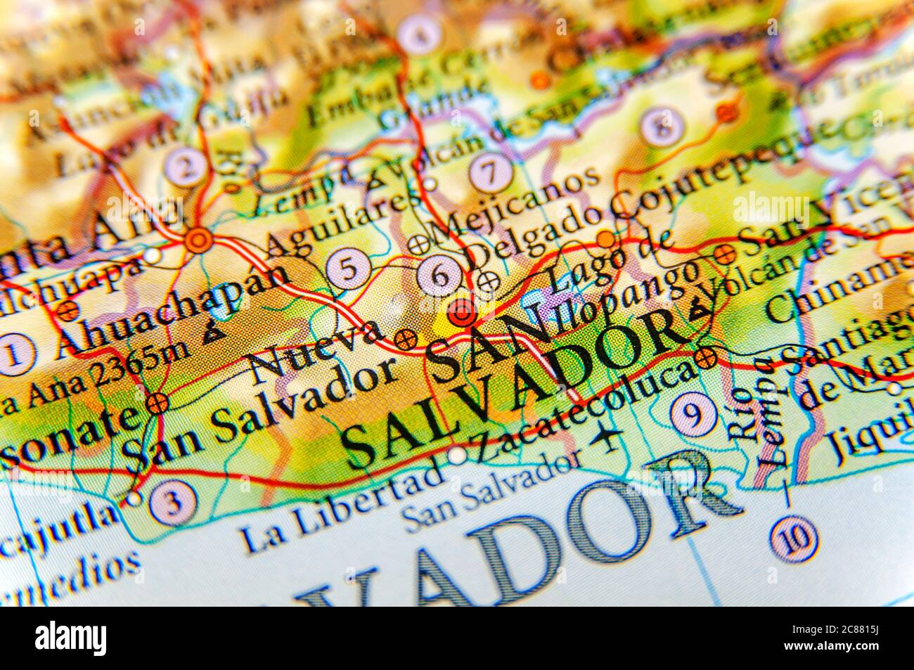 Geographic map of El Salvador city Stock Photo