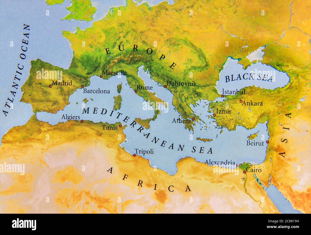 Geographic map of Europe close Stock Photo Alamy