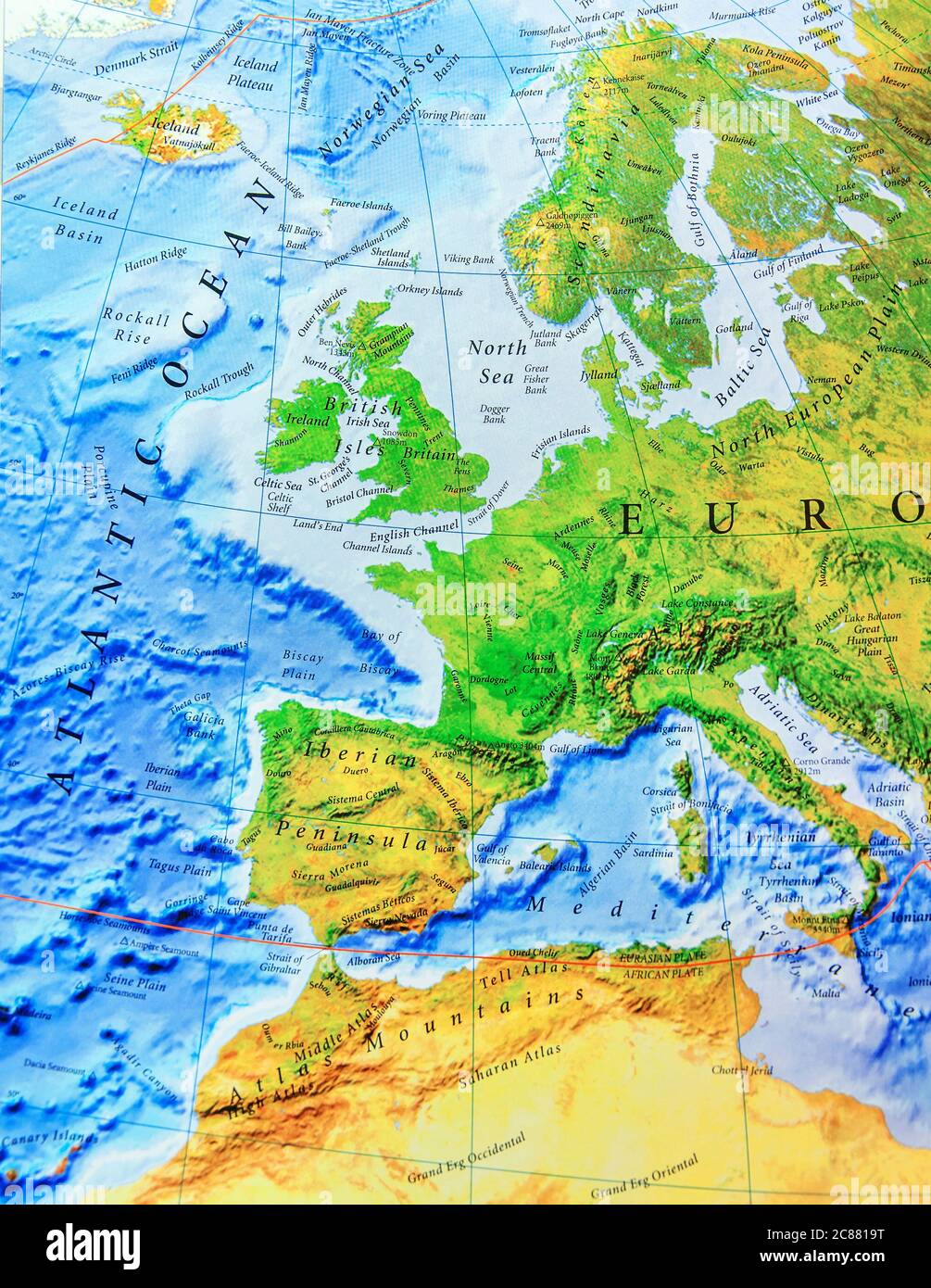 Geographic map of Europe close Stock Photo Alamy