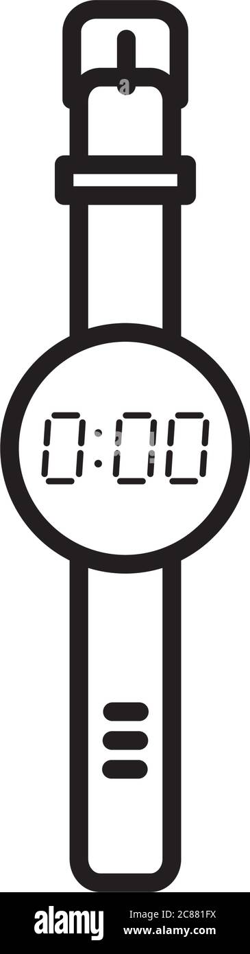 smartwatch icon over white background, line style, vector illustration ...