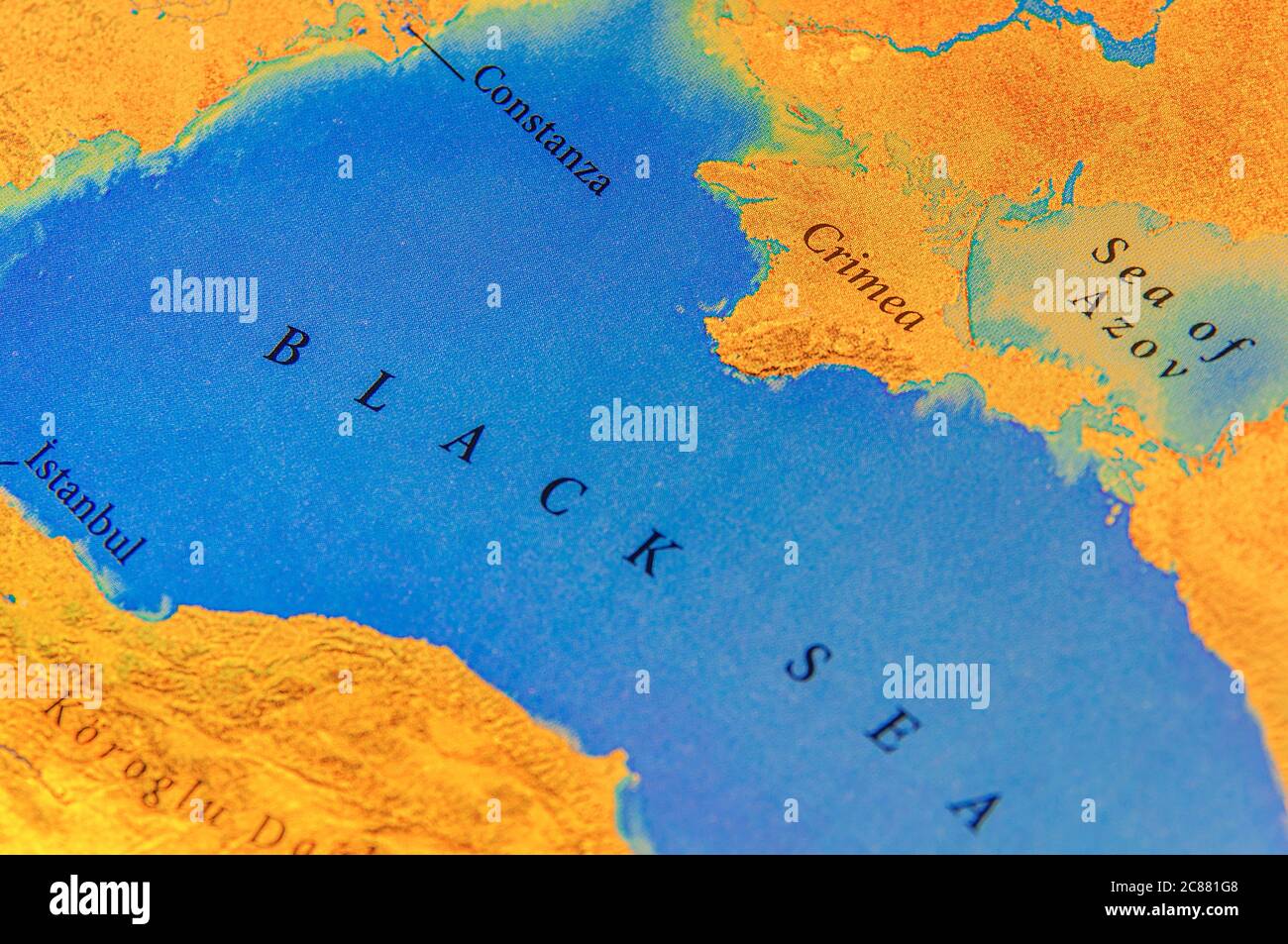Geographic map of European Black Sea and Crimea Stock Photo