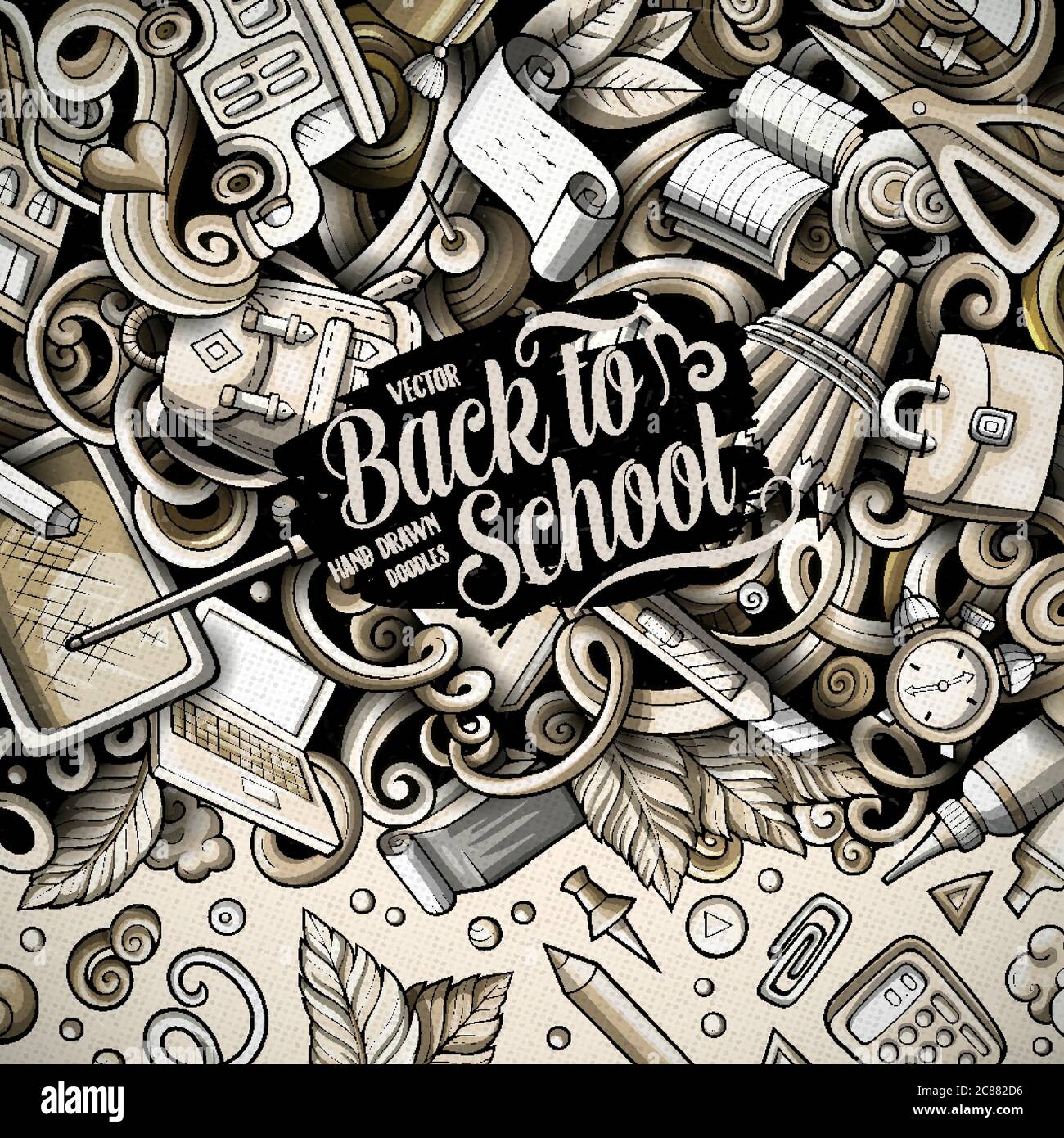 Cartoon vector doodles Back to school frame Stock Vector