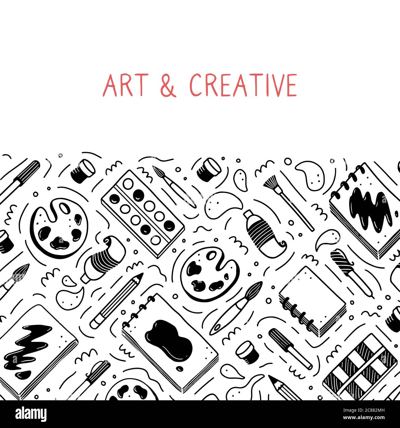 https://c8.alamy.com/comp/2C882MH/hand-drawn-set-of-creative-artist-tools-element-brush-pencil-paint-sketchbook-marker-doodle-sketch-style-artist-element-drawn-by-digital-pen-vector-illustration-for-banner-icon-craft-design-2C882MH.jpg