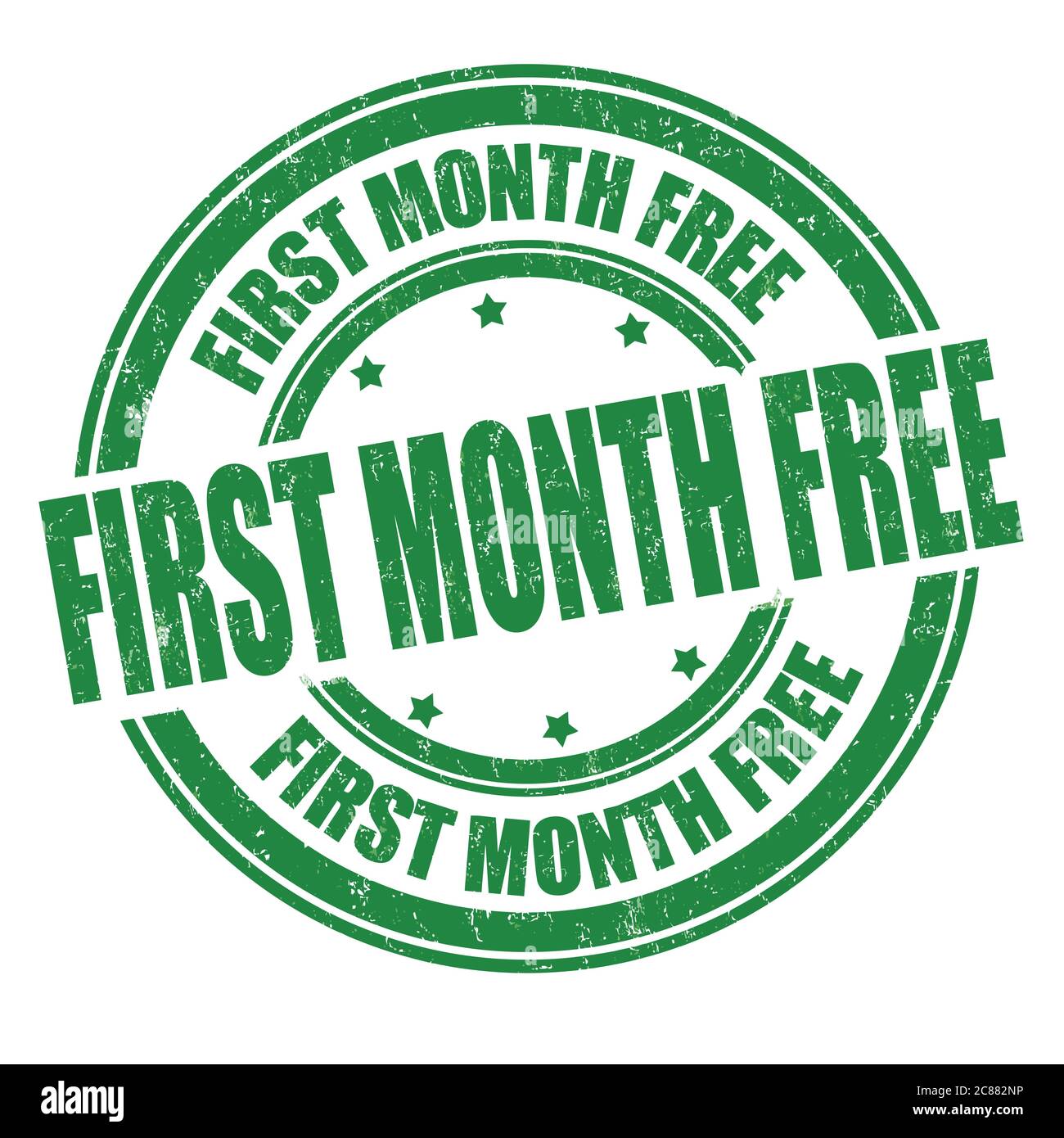 First month free sign or stamp on white background, vector illustration