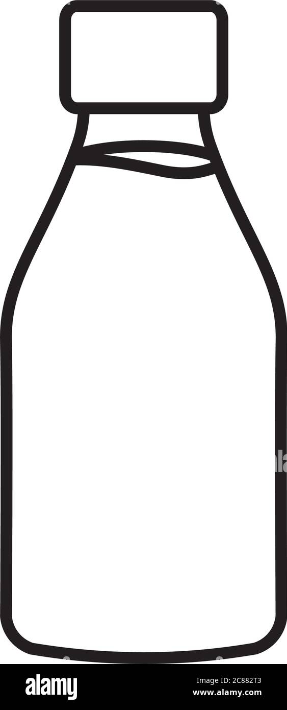 milk bottle icon over white background, line style, vector illustration ...
