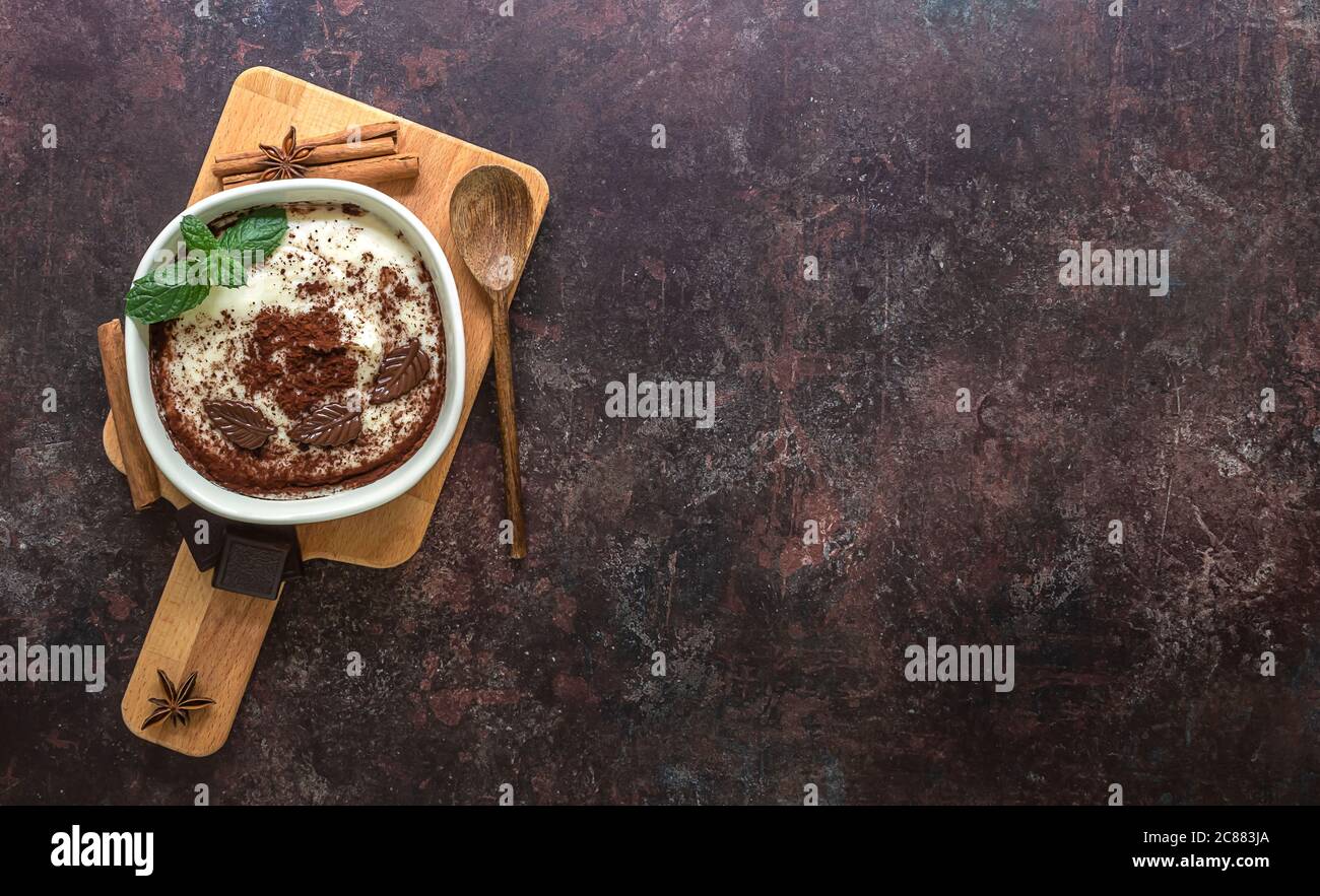 Glutenfree and lactosefree dessert. Sweet soft pudding made with rice