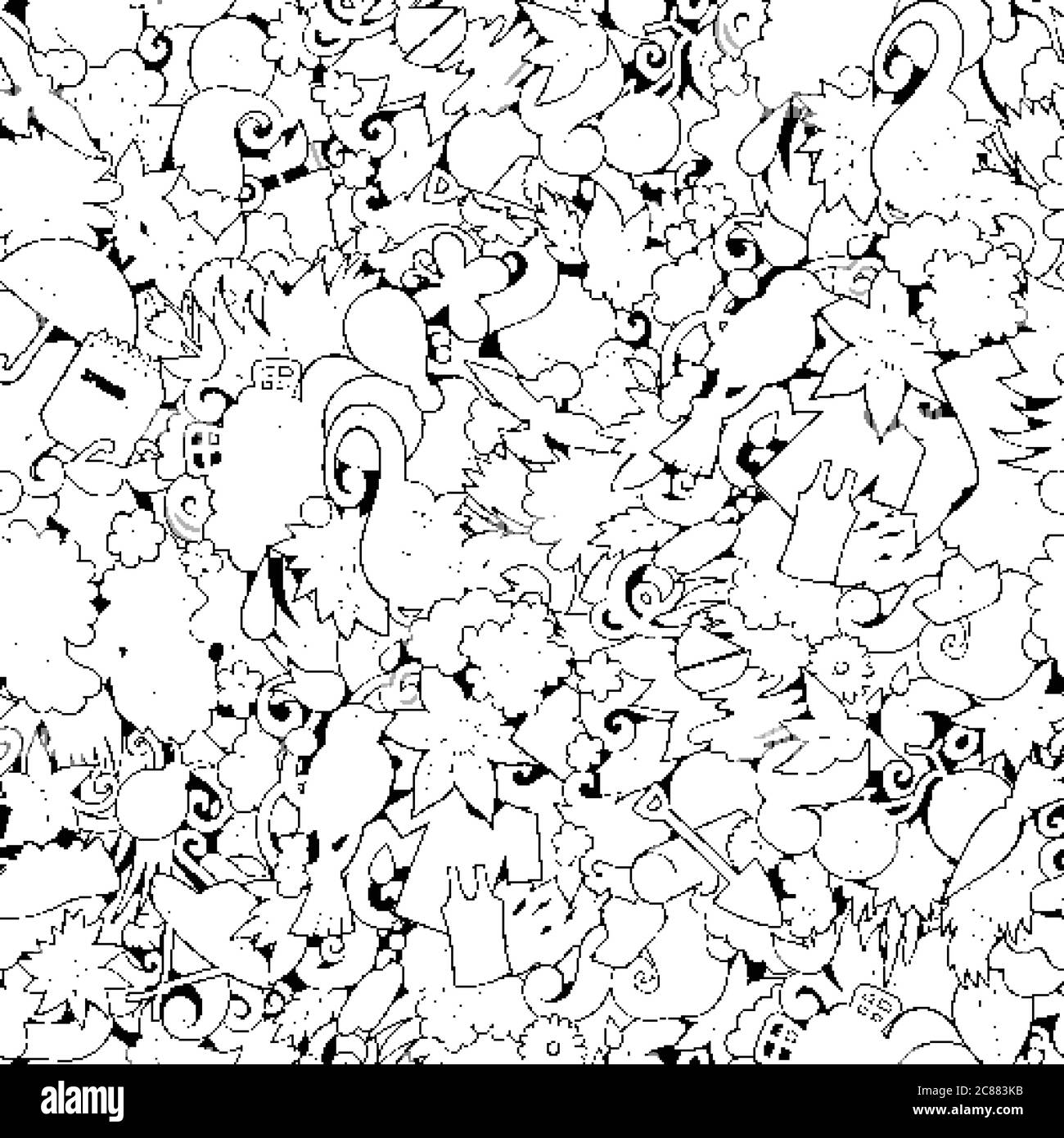 Cartoon cute doodles hand drawn Spring seamless pattern Stock Vector ...