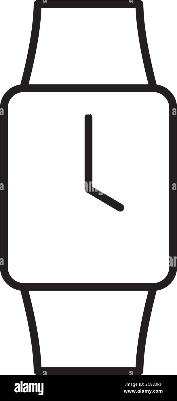 wristwatch icon over white background, line style, vector illustration ...
