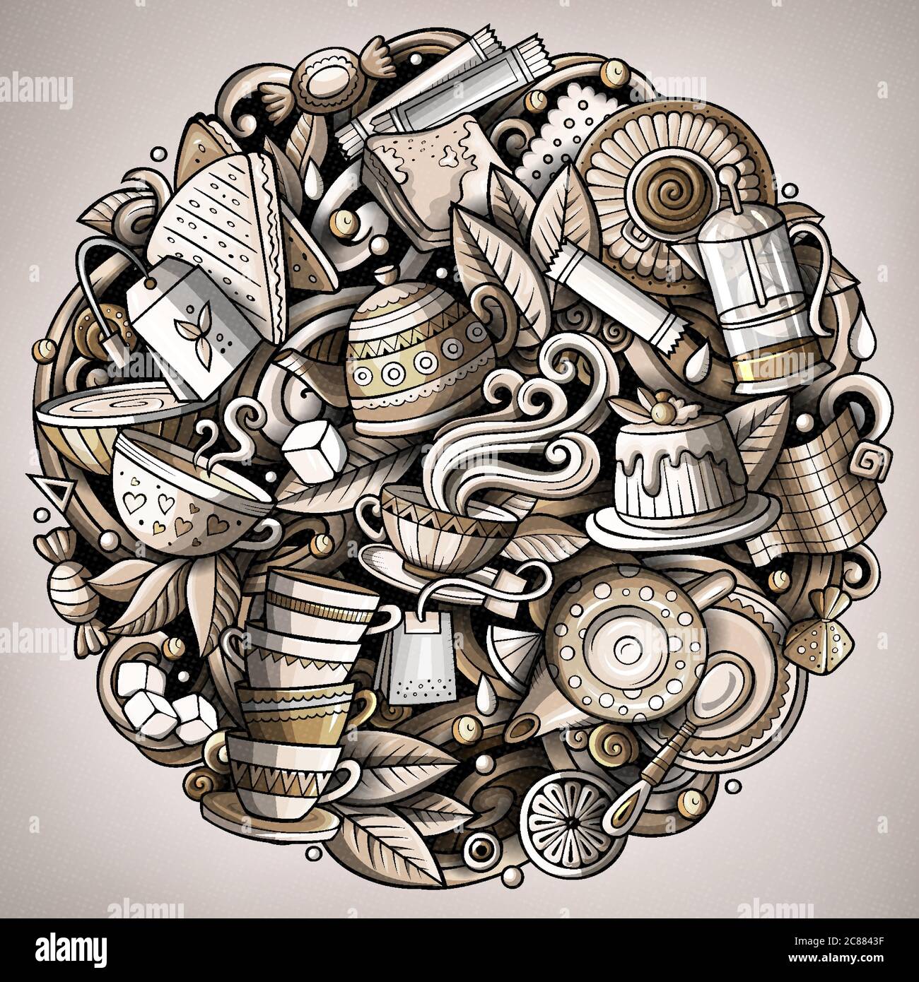 Cartoon vector doodles Tea illustration Stock Vector Image & Art - Alamy