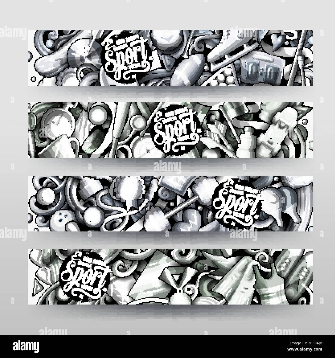 Sports vector hand drawn doodle banners design Stock Vector Image & Art ...