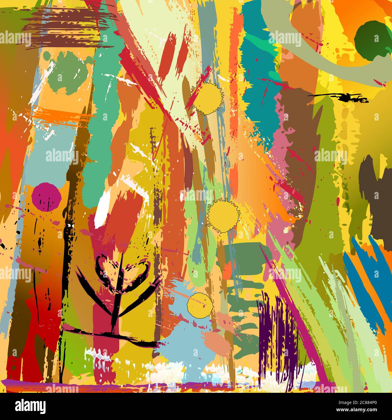 abstract background, illustration with paint strokes and splashes Stock Vector