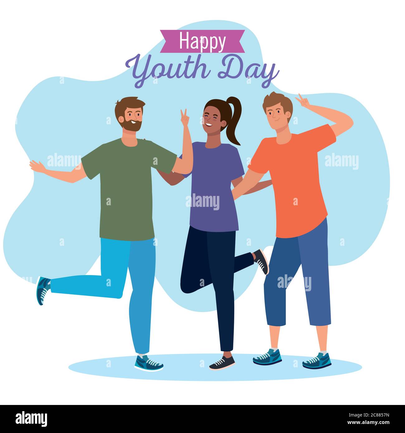 happy youth day, teen people group, together for celebration youth day ...