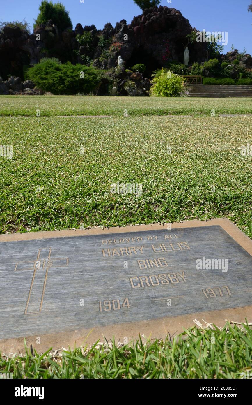 Culver City, California, USA 21st July 2020 A general view of atmosphere of Bing Crosby's Grave in Grotto Section at Holy Cross Cemetery on July 21, 2020 in Culver City, California, USA. Photo by Barry King/Alamy Stock Photo Stock Photo
