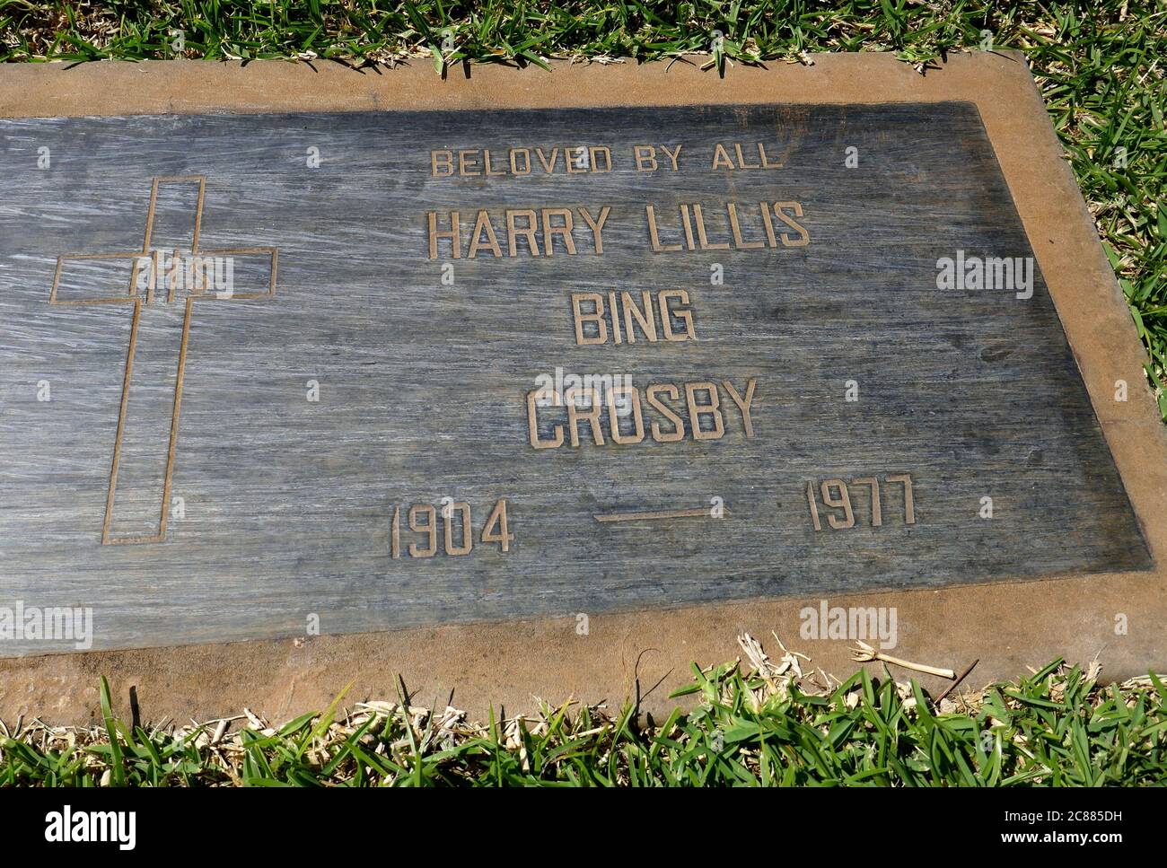 Culver City, California, USA 21st July 2020 A general view of atmosphere of Bing Crosby's Grave in Grotto Section at Holy Cross Cemetery on July 21, 2020 in Culver City, California, USA. Photo by Barry King/Alamy Stock Photo Stock Photo