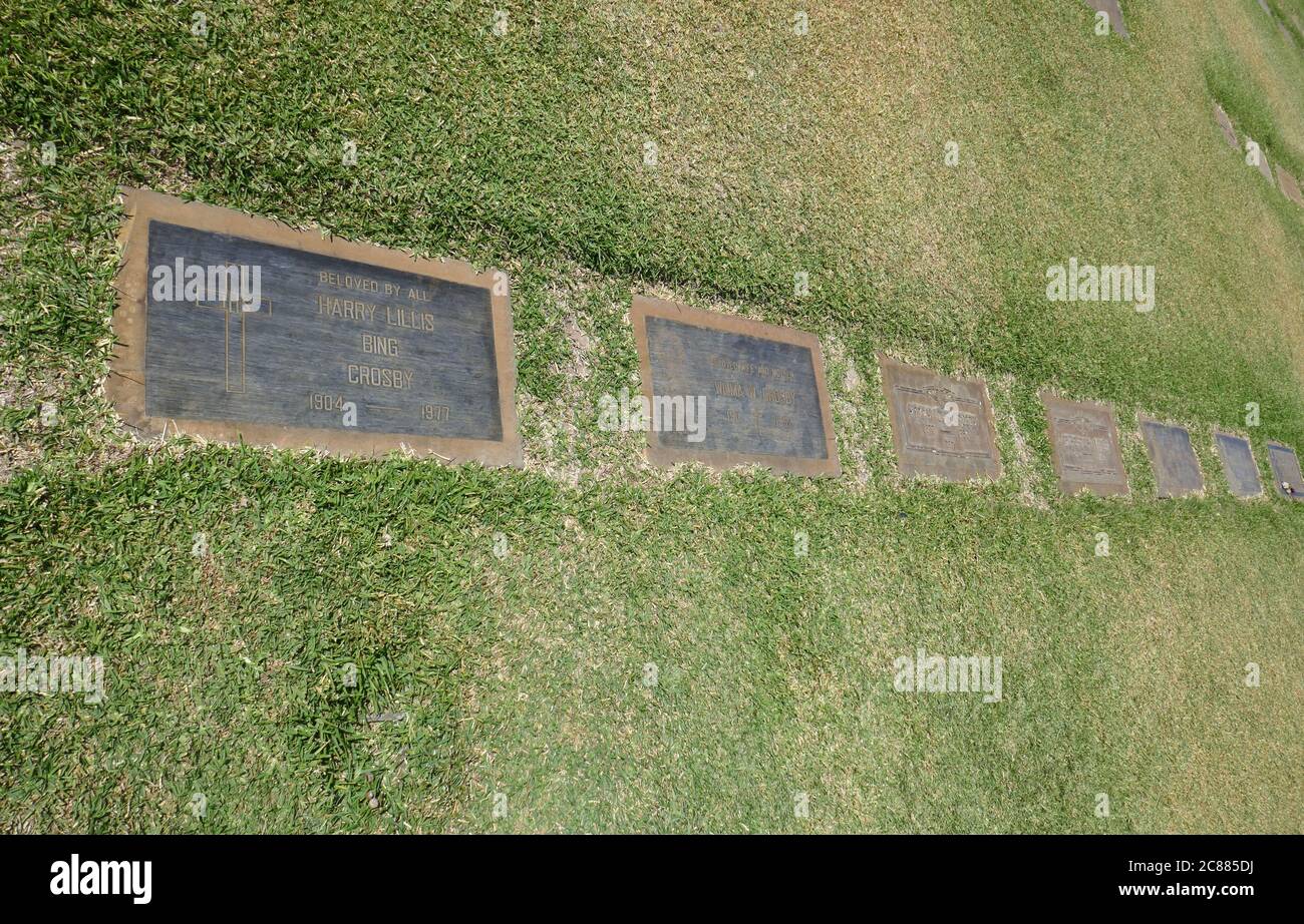 Culver City, California, USA 21st July 2020 A general view of atmosphere of Bing Crosby's Grave, Michael Louie Crosby and Catherine Crosby's graves in Grotto Section at Holy Cross Cemetery on July 21, 2020 in Culver City, California, USA. Photo by Barry King/Alamy Stock Photo Stock Photo