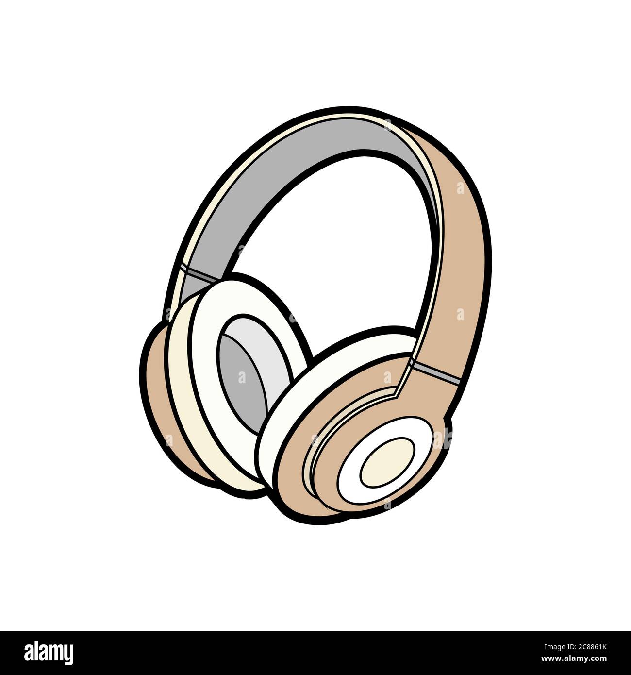 Headphones wireless brown vector isolated. Youth fashion hipster cool headphones illustration minimalist style. Stock Vector