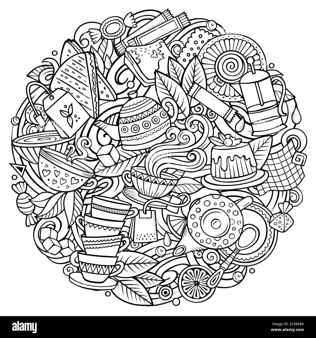 Cartoon vector doodles Tea illustration Stock Vector Image & Art - Alamy