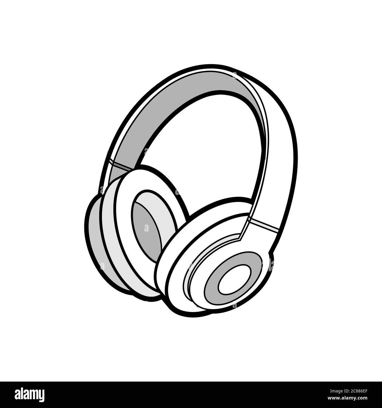Headphones wireless white vector isolated. Youth fashion hipster cool headphones illustration minimalist style. Stock Vector
