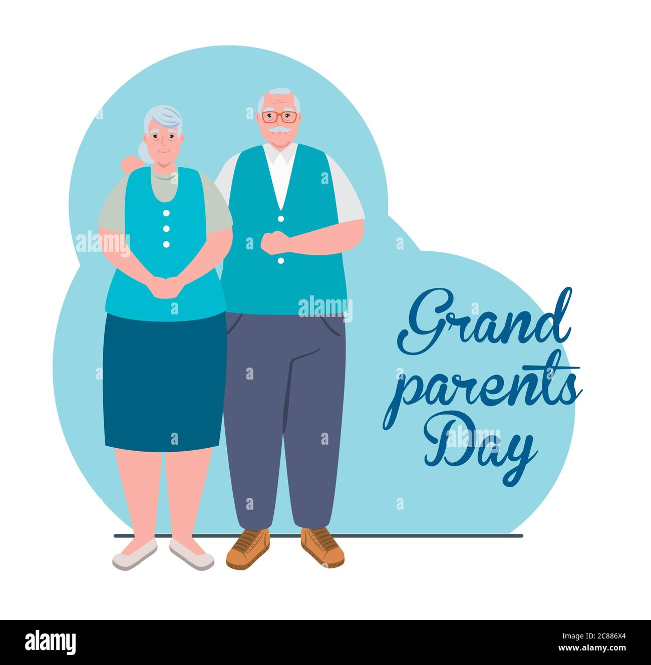 happy grand parents day with cute older couple Stock Vector