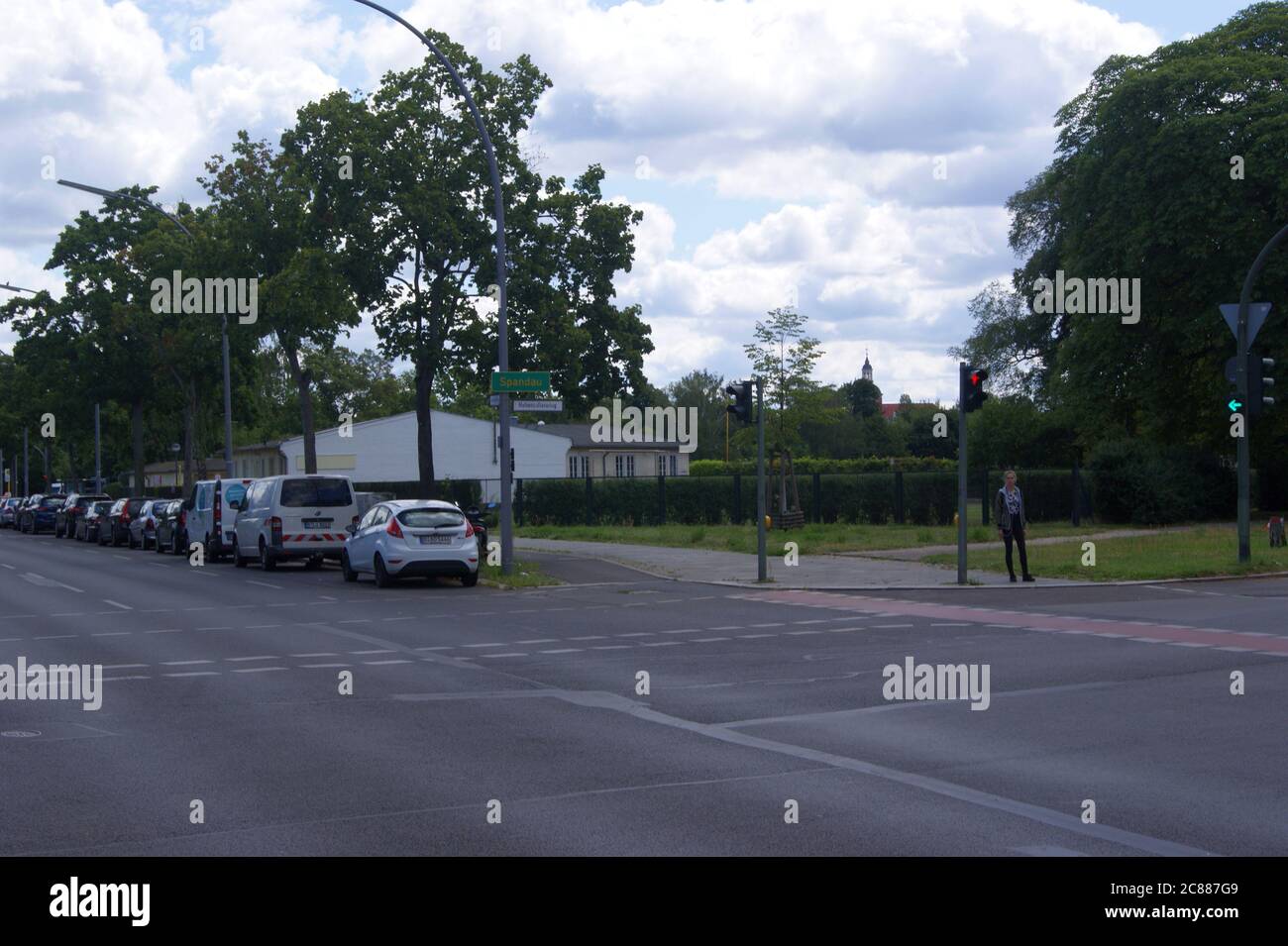 Helmut-Schleusener-Stadion an der Falkenseer Chaussee Ecke Hohenzollernring in Berlin-Spandau. Stock Photo