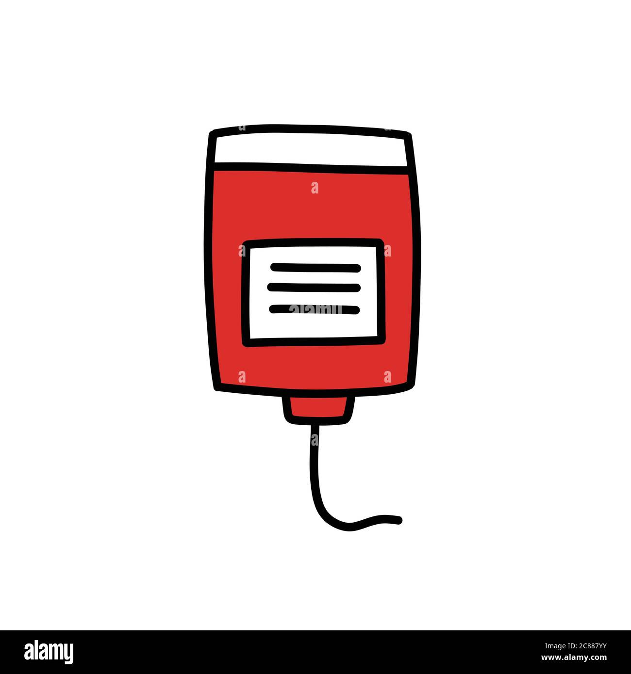 blood donation doodle icon, vector illustration Stock Vector