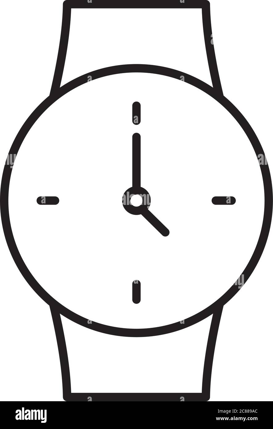 men watch icon over white background, line style, vector illustration ...