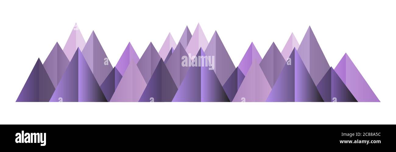 Low poly pink mountains range. Vector polygonal shapes isolated illustration Stock Vector