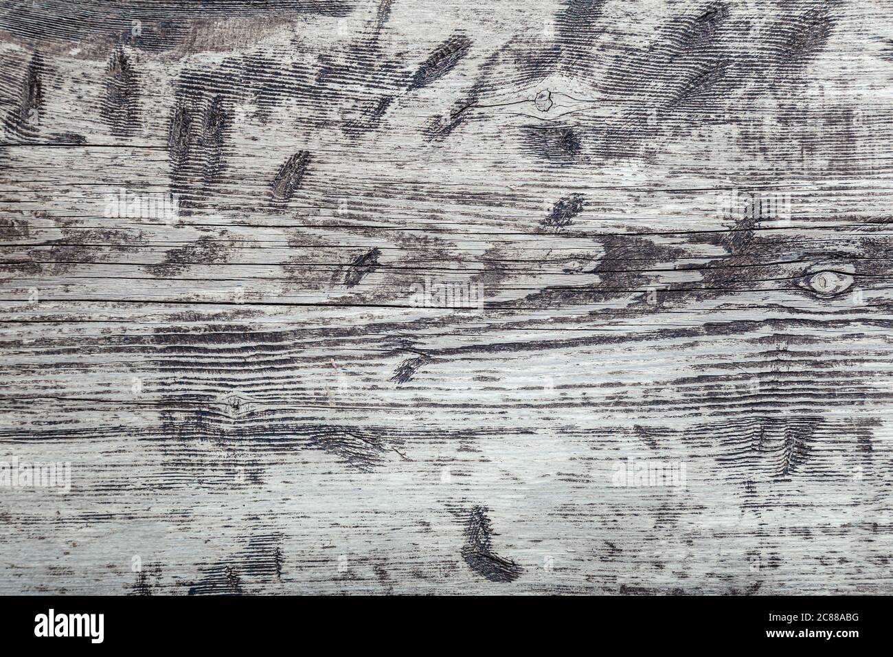 Wood texture background. Gray old wooden plank aged shabby texture as background. Top view rustical wooden background. Stock Photo