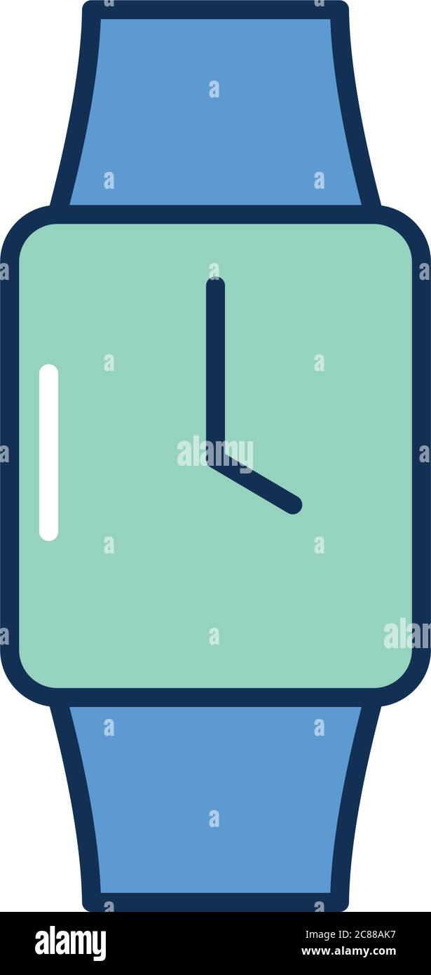 wristwatch icon over white background, line fill style, vector ...