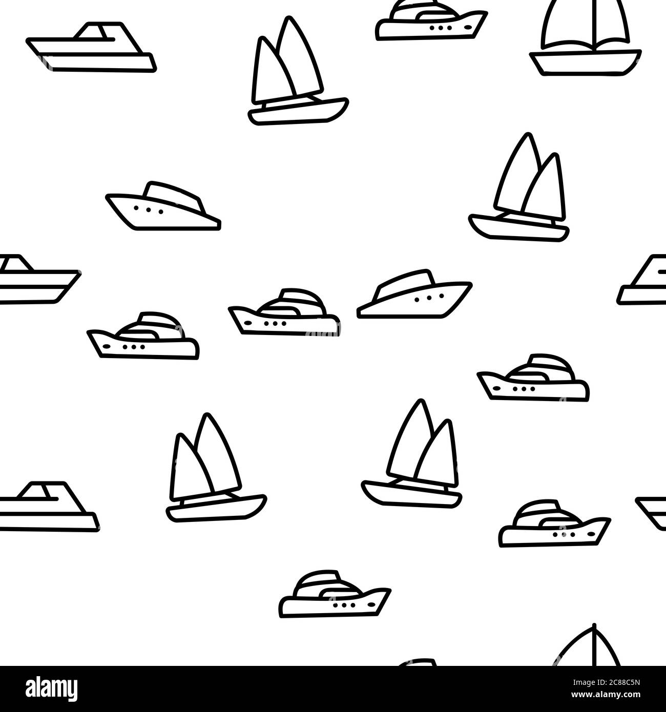 Yacht Marine Transport Vector Seamless Pattern Stock Vector Image & Art ...