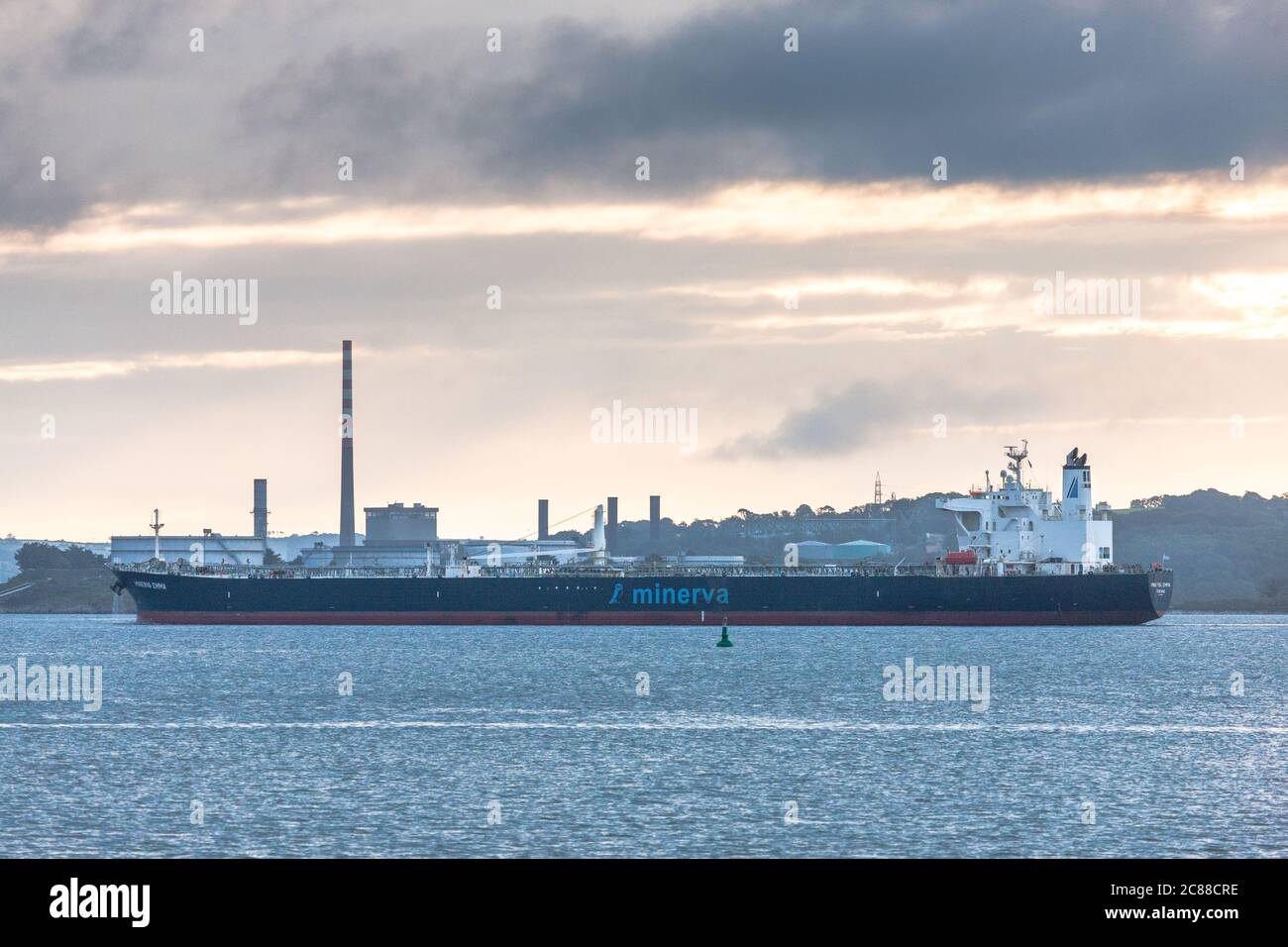 Whitegate, Cork, Ireland. 22nd July, 2020. Oil tanker Minerva Emma steams up Cork Harbour after a twenty day voyage from Port Neches in Texas with a cargo of crude oil for the oil refinery in Whitegate, Co. Cork, Ireland. - Credit; David Creedon / Alamy Live News Stock Photo
