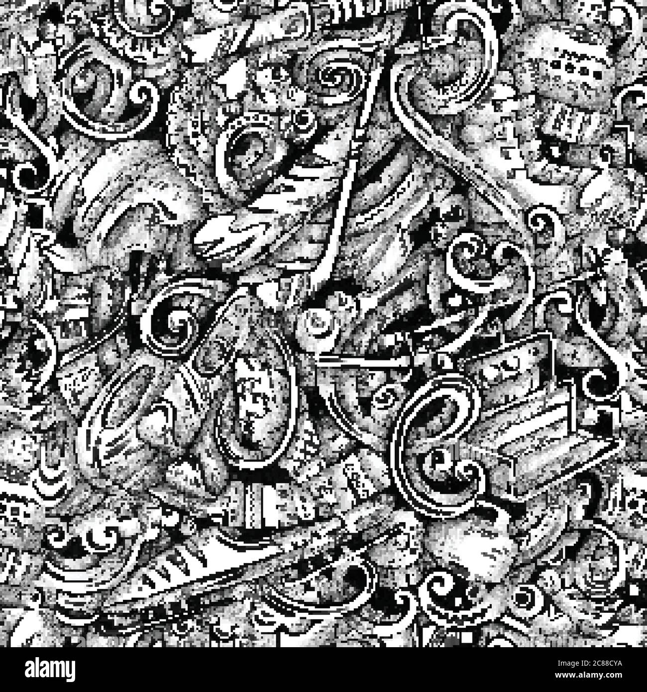 Winter sports vector hand drawn doodles seamless pattern. Stock Vector