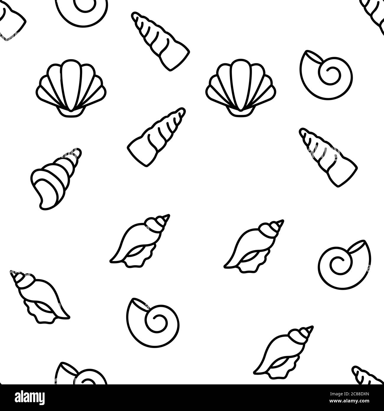 Shell And Marine Conch Vector Seamless Pattern Stock Vector Image & Art ...
