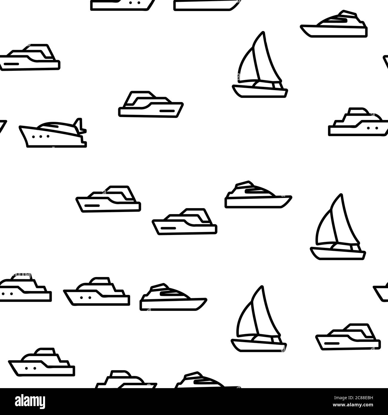 Yacht Marine Transport Vector Seamless Pattern Stock Vector Image & Art ...