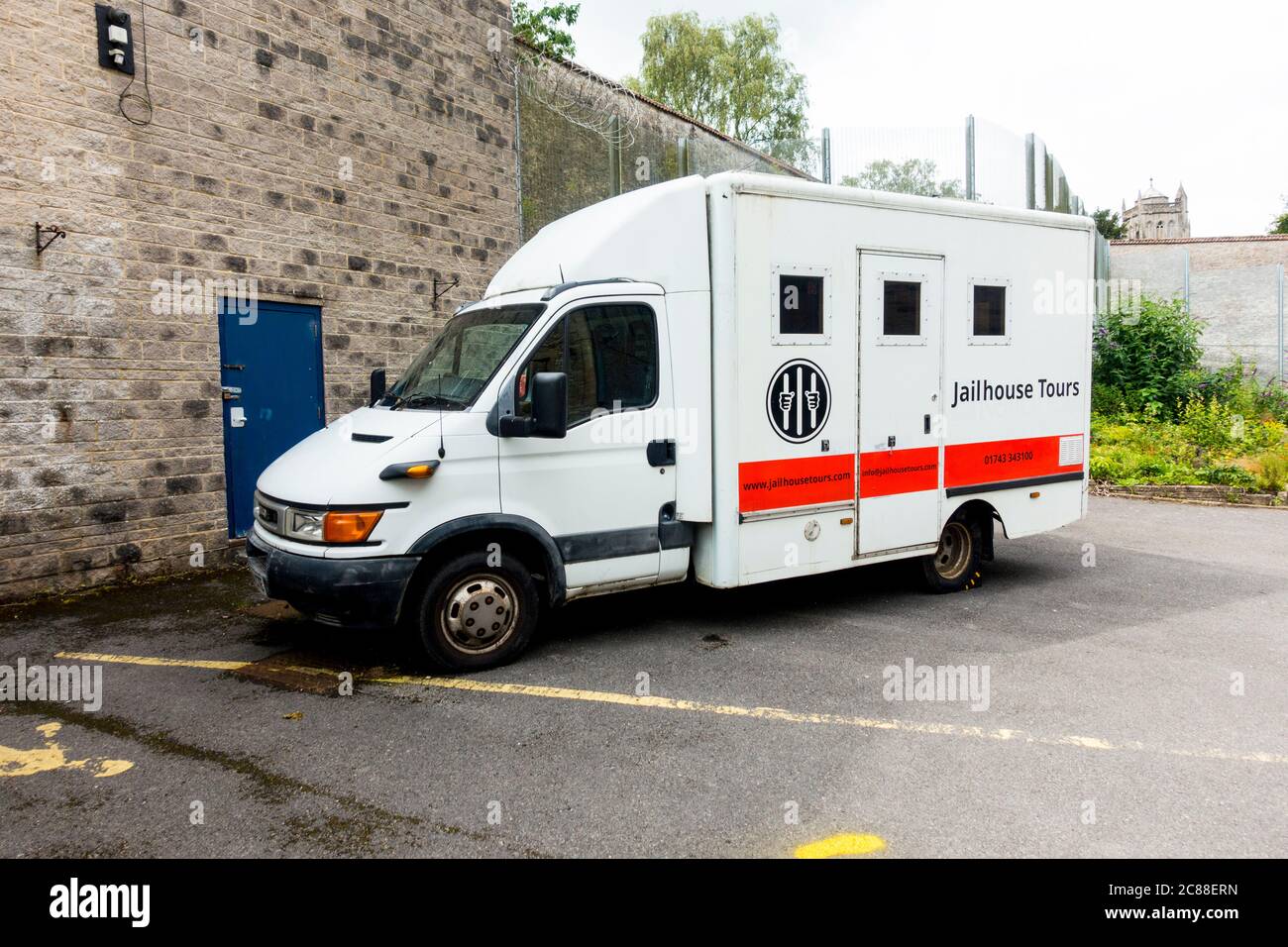 Shepton Mallet Prison Tours Van, Shepton Mallet, Somerset, England, UK. Stock Photo