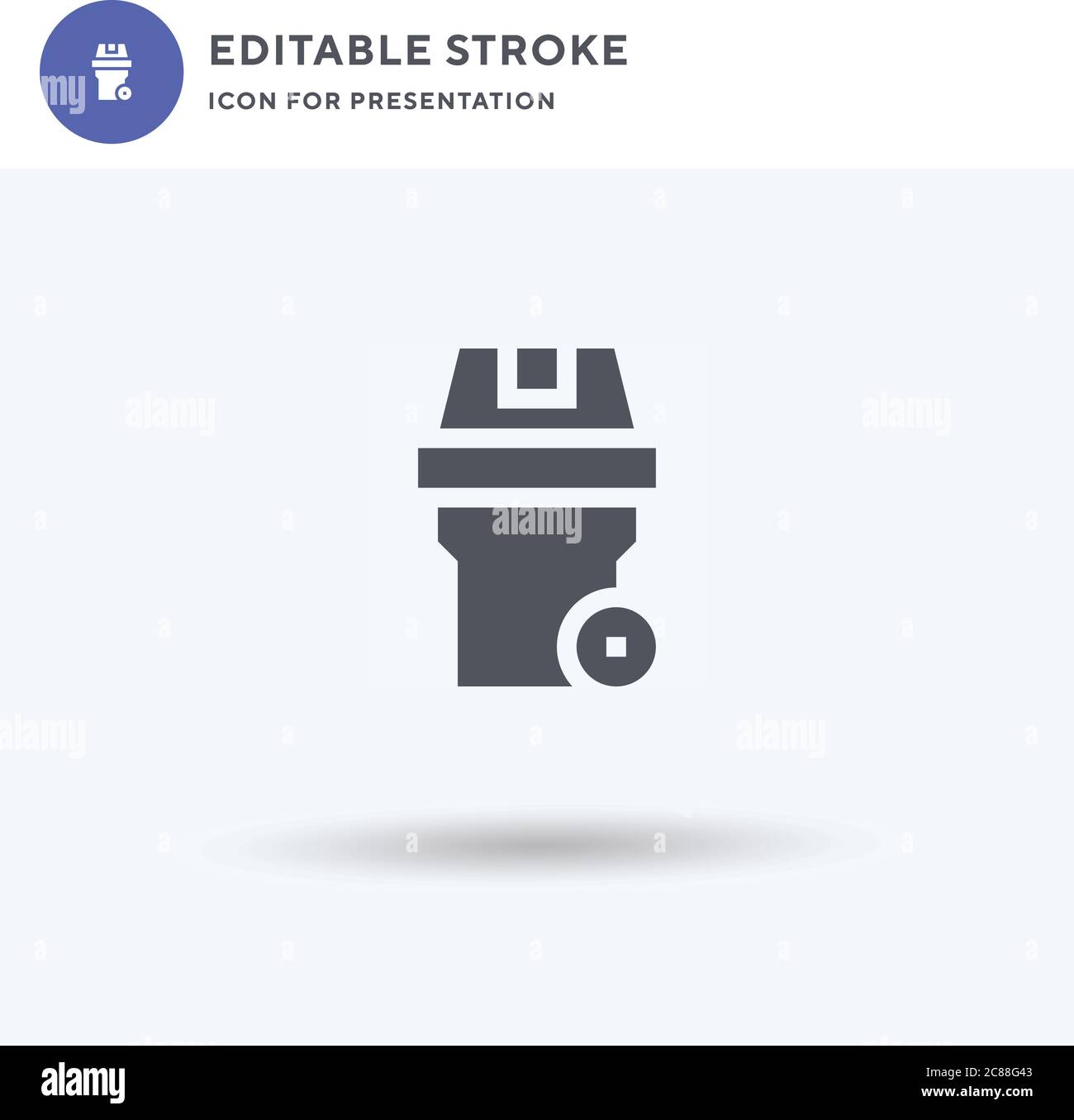 Trash Can icon vector, filled flat sign, solid pictogram isolated on white, logo illustration. Trash Can icon for presentation. Stock Vector