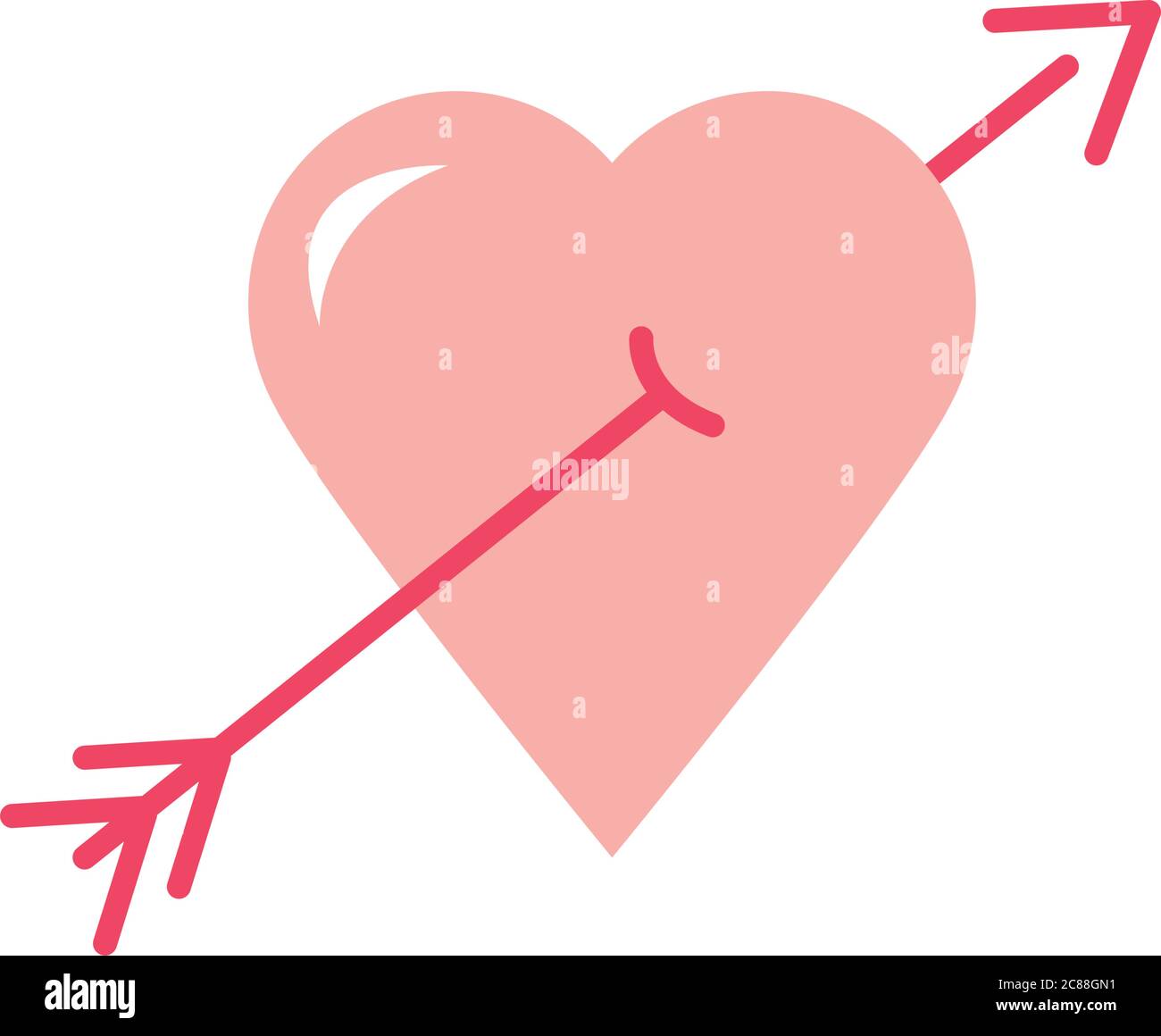 arrowed heart icon over white background, flat style, vector ...