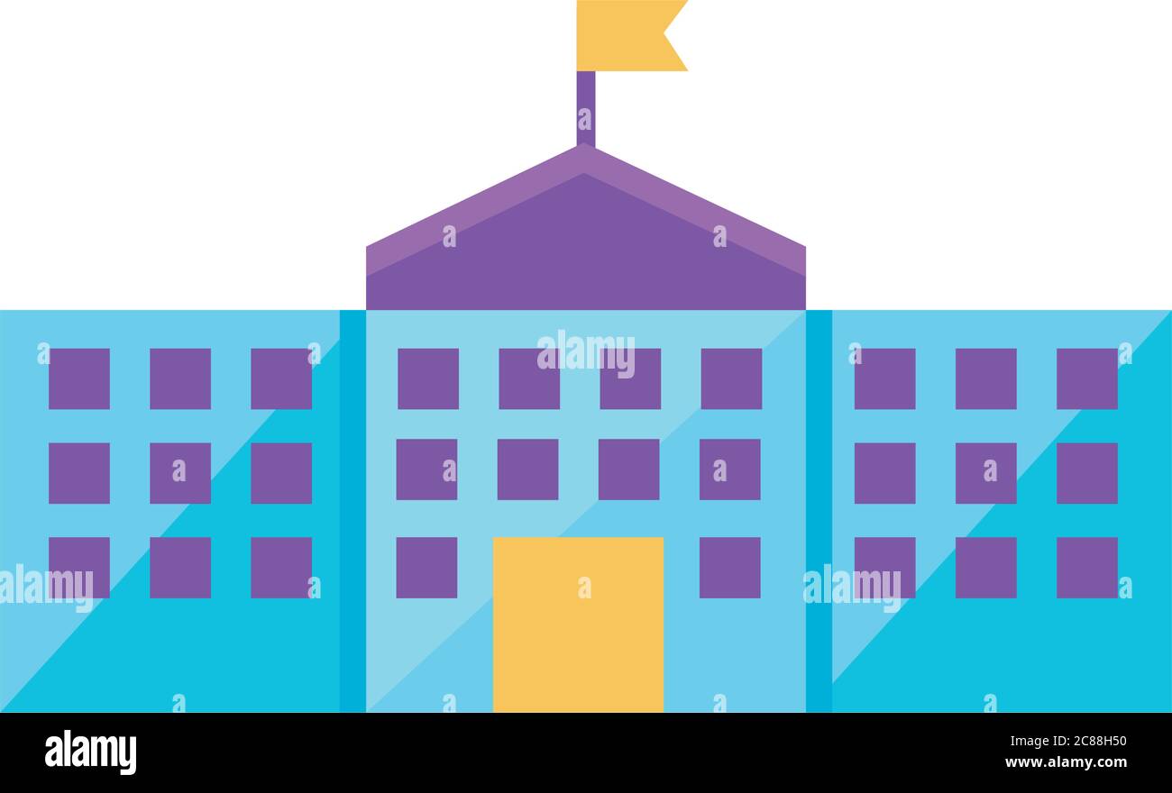 school building flat style icon vector illustration design Stock Vector ...