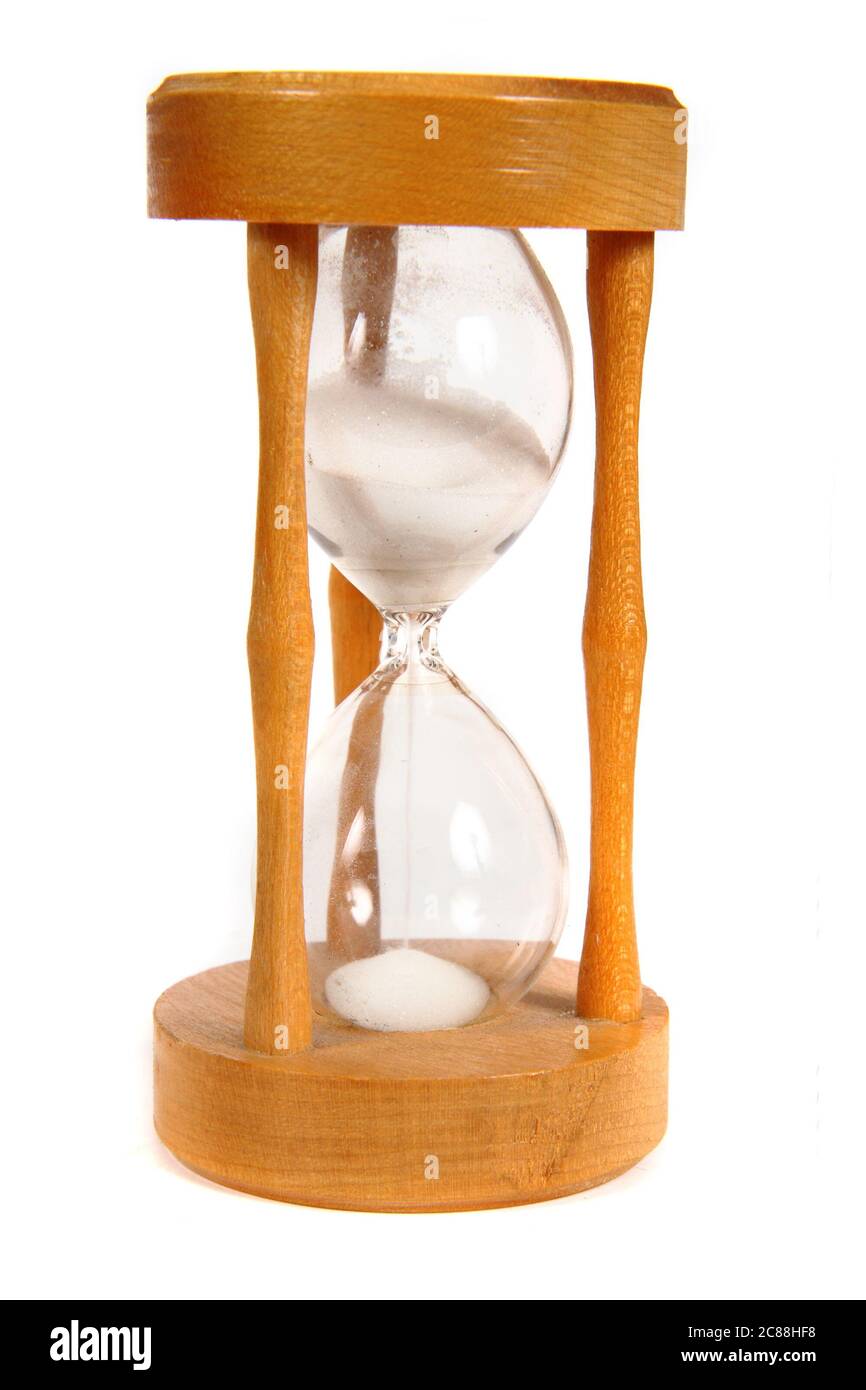 wooden hourglass isolated on the white background Stock Photo - Alamy